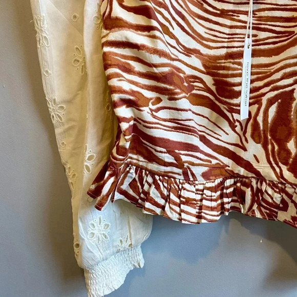 NWT Love The Label for Anthropologie Smocked Puff-Sleeve Blouse Size L - Picture 6 of 7